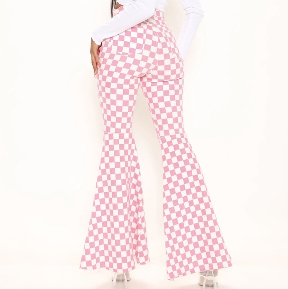 Tall pink and white checkered pants - Picture 3 of 4
